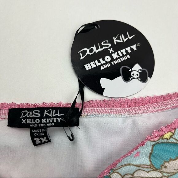 Dolls Kill Little Twin Stars Hello Kitty Collab Crop Top 3X Kawaii Cute Cat NEW - Picture 2 of 8